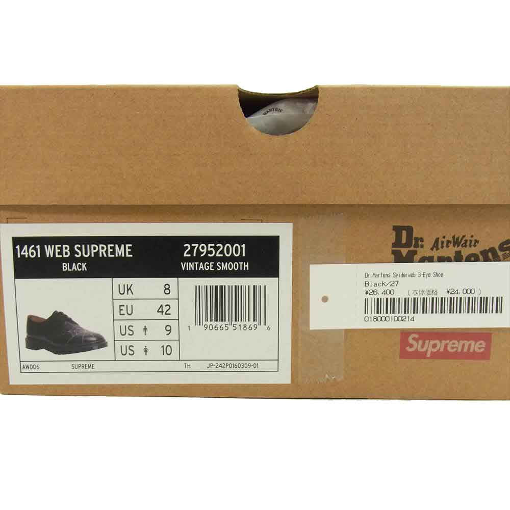 Supreme シュプリーム 22SS 27952001 Dr.Martens Spiderweb 3-Eye Shoe Black ドクターマーチン スパイダーウェブ 3-アイ シューズ ブラック系 8【新古品】【未使用】【中古】