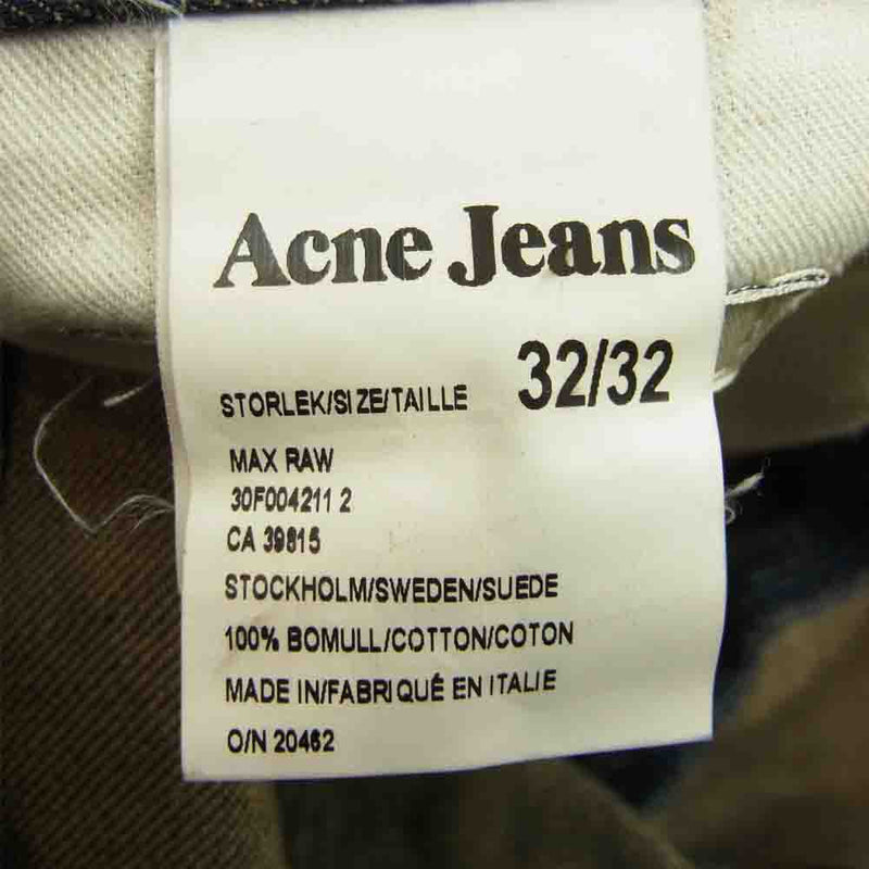 ACNE STUDIOS アクネストゥディオズ 30F004211 Jeans ジーンズ ジップフライ ストレート デニムパンツ インディゴブルー系  32【中古】