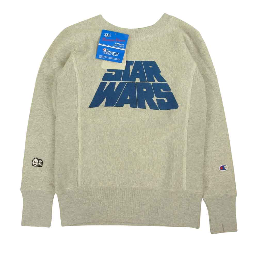 Champion チャンピオン × STAR WARS スターウォーズ リバースウィーブ ロゴ プリント スウェット トレーナー グレー系 XS【美品】【中古】
