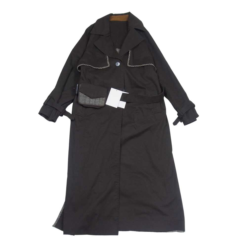 アメリ REVERSIBLE TRENCH COAT リバーシブル ファブリック 切替 トレンチコート ブラウン系 F【中古】