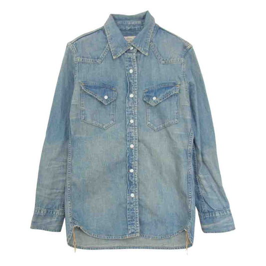 REMI RELIEF レミレリーフ 128390 USED加工 ウエスタン デニム シャツ インディゴブルー系 M【美品】【中古】