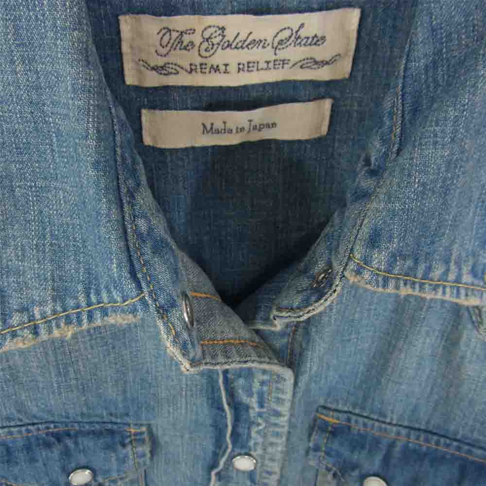 ♡ himi出品 ♡ REMI RELIEF レミレリーフ 128390 USED加工 ウエスタン デニム シャツ