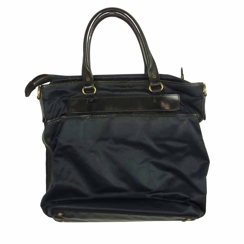 GANZO ガンゾ CINTURA チントゥーラ レザー ナイロン 切替 2WAY トート ショルダー バッグ ネイビー系【中古】