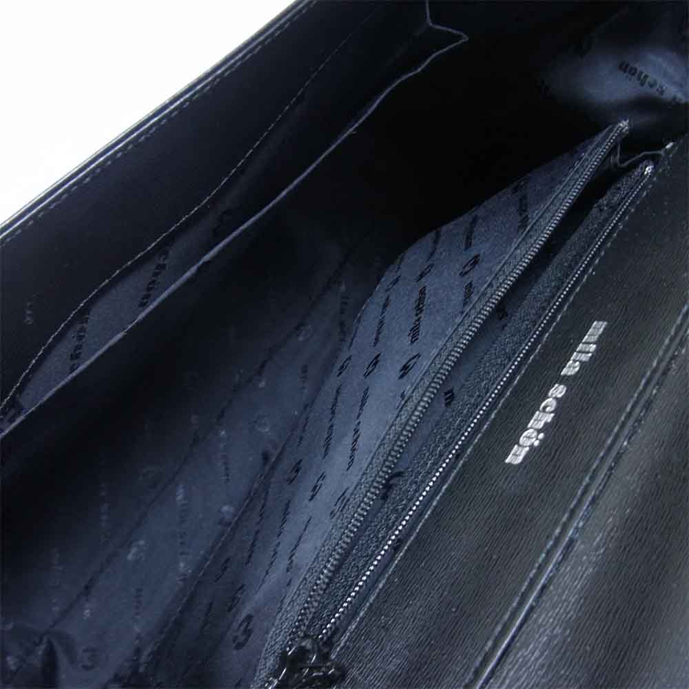 ミラ ショーン 2WAY ハンドル 着脱可能 レザー クラッチ ハンド バッグ ブラック系【新古品】【未使用】【中古】