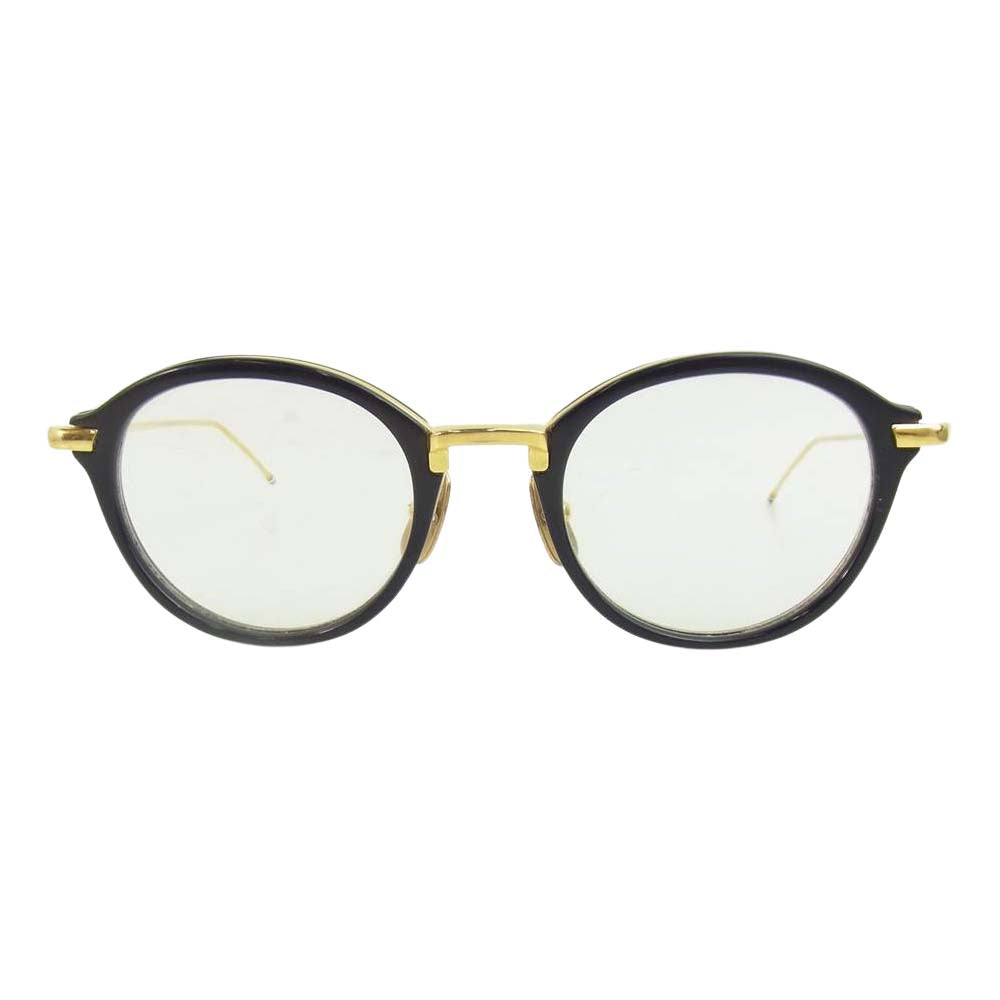 THOM BROWNE トムブラウン TBー011FーTー49 ボストンタイプ 眼鏡 度入り 眼鏡 アイウェア ダークネイビー系 ゴールド系【中古】