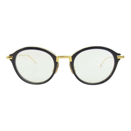 THOM BROWNE トムブラウン TBー011FーTー49 ボストンタイプ 眼鏡 度入り 眼鏡 アイウェア ダークネイビー系 ゴールド系【中古】