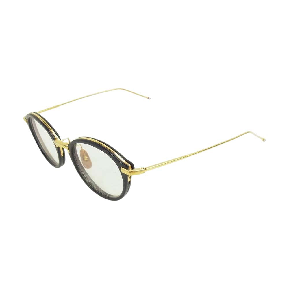 THOM BROWNE トムブラウン TBー011FーTー49 ボストンタイプ 眼鏡 度入り 眼鏡 アイウェア ダークネイビー系 ゴールド系【中古】