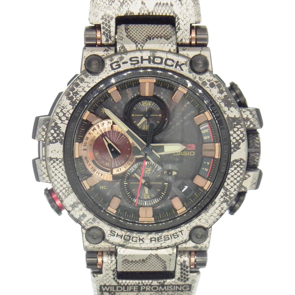 G-SHOCK ジーショック MTG-B1000WLP-1AJR Love The Sea And The Earth WILDLIFE PROMISING アフリカニシキヘビ パイソン柄 Bluetooth対応 タフソーラー マルチバンド6 シルバー系【中古】
