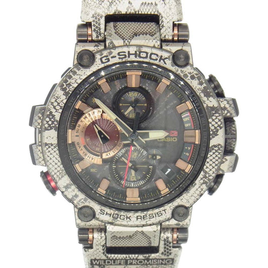 G-SHOCK ジーショック MTG-B1000WLP-1AJR Love The Sea And The Earth WILDLIFE PROMISING アフリカニシキヘビ パイソン柄 Bluetooth対応 タフソーラー マルチバンド6 シルバー系【中古】