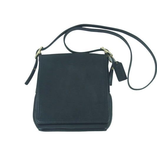 COACH コーチ K1D-9821 フラップ レザー ショルダー バッグ ブラック系【中古】