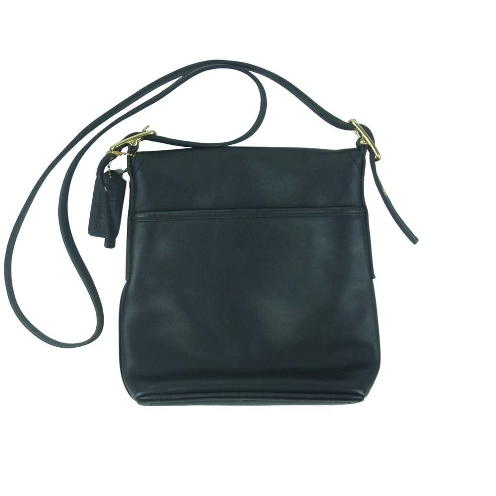 COACH コーチ K1D-9821 フラップ レザー ショルダー バッグ ブラック系【中古】
