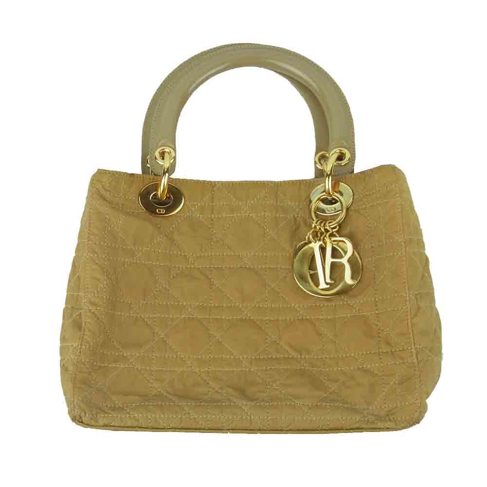 Christian Dior クリスチャンディオール RU0937 カナージュ レディディオール ナイロン ハンド バッグ ライトブラウン系【中古】