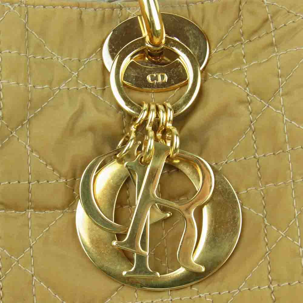 Christian Dior クリスチャンディオール RU0937 カナージュ レディディオール ナイロン ハンド バッグ ライトブラウン系【中古】