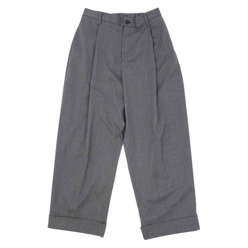 NEON SIGN ネオンサイン 0677 STRIPE WIDE SLACKS 1タック ストライプ ワイド スラックス パンツ グレー系 46【中古】