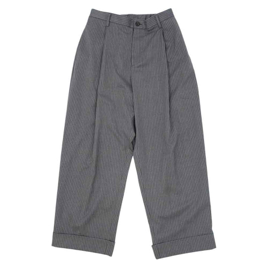 NEON SIGN ネオンサイン 0677 STRIPE WIDE SLACKS 1タック ストライプ ワイド スラックス パンツ グレー系 46【中古】