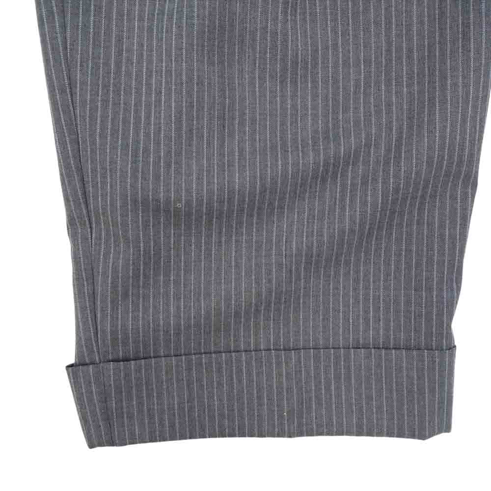NEON SIGN ネオンサイン 0677 STRIPE WIDE SLACKS 1タック ストライプ ワイド スラックス パンツ グレー系 46【中古】