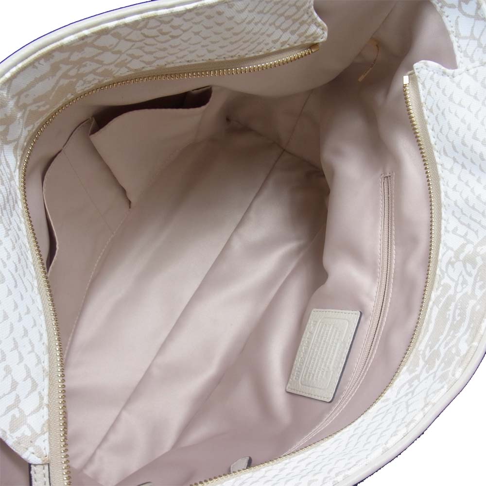 COACH コーチ A1494-30100 パイソン総柄 キャンバストート バッグ ホワイト系【中古】