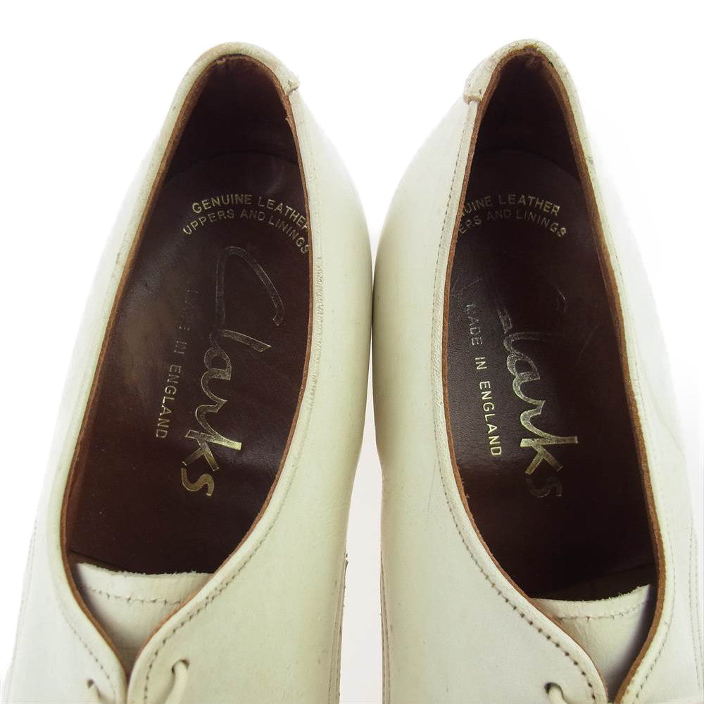 Clarks クラークス 英国製 プレーン トゥ シューズ ホワイト系 7【中古】