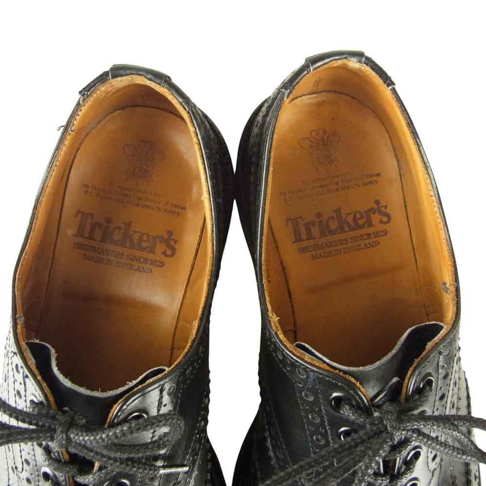Tricker's トリッカーズ M5633 BOURTON バートン レザーソール ウィングチップ レザー ビジネスシューズ ブラック系 6.5【中古】
