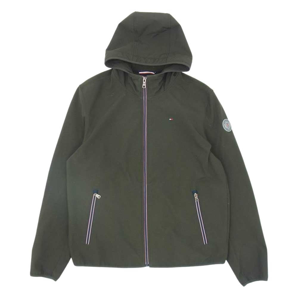 TOMMY HILFIGER トミーヒルフィガー 裏フリース ソフトシェル フーデッドジャケット モスグリーン系 M【中古】