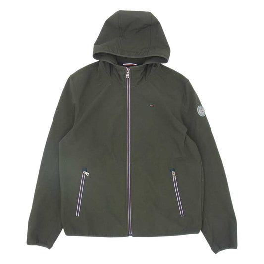 TOMMY HILFIGER トミーヒルフィガー 裏フリース ソフトシェル フーデッドジャケット モスグリーン系 M【中古】
