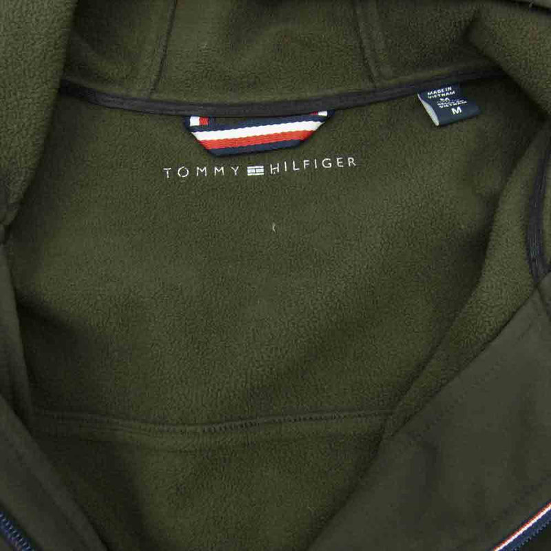 TOMMY HILFIGER トミーヒルフィガー 裏フリース ソフトシェル フーデッドジャケット モスグリーン系 M【中古】