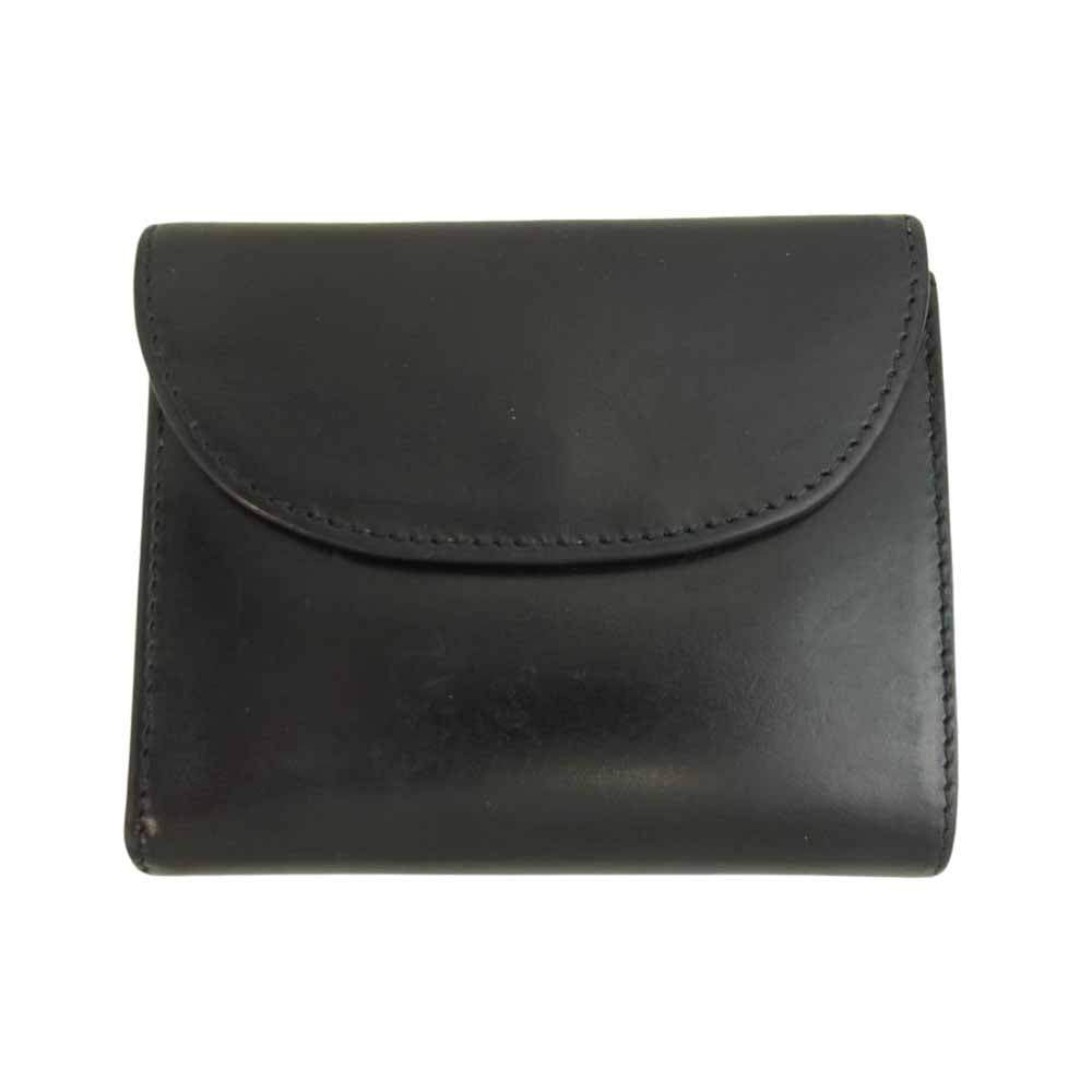 WHITE HOUSE COX ホワイトハウスコックス S1058 UNITED ARROWS ユナイテッドアローズ 別注 SMALL 3FOLD WALLET ブライドルレザー コンパクトウォレット 三つ折り財布 ブラック系【中古】