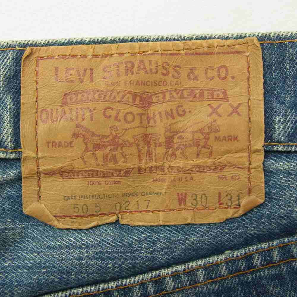 Levi's リーバイス 70s ボタン裏刻印 5 黒カンヌキ スモールe 505-0217 デニム パンツ 30×31 インディゴブルー系 30【中古】