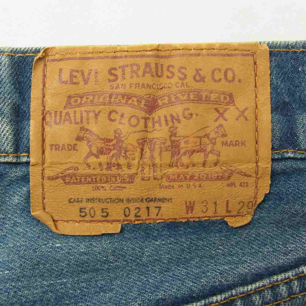 Levi's リーバイス 70s ボタン裏刻印 5 黒カンヌキ スモールe 505-0217 デニム パンツ 31×29 インディゴブルー系 31【中古】
