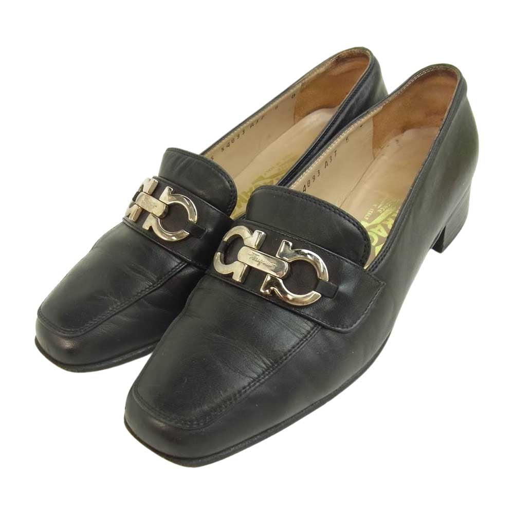 Salvatore Ferragamo サルヴァトーレフェラガモ FOREVER フォーエバー ガンチーニ ビット レザー ローファー ブラック系 6【中古】