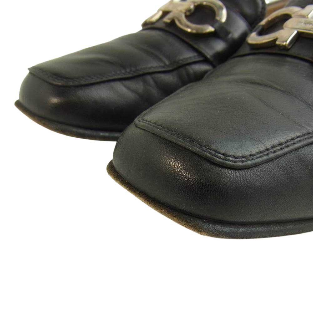 Salvatore Ferragamo サルヴァトーレフェラガモ FOREVER フォーエバー ガンチーニ ビット レザー ローファー ブラック系 6【中古】