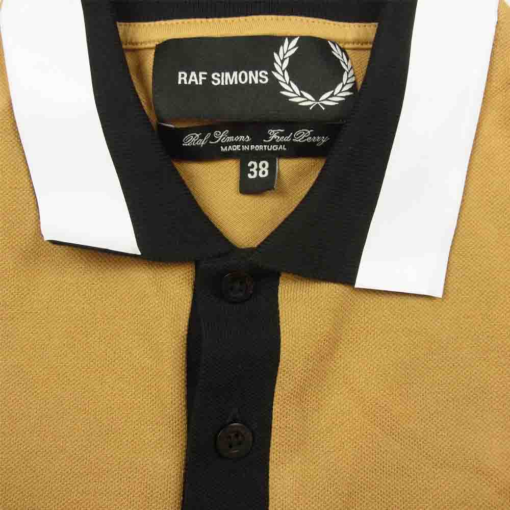 RAF SIMONS ラフシモンズ × Fred Perry フレッドペリー テープ カラー 鹿の子 半袖 ポロシャツ ベージュ系 38【中古】