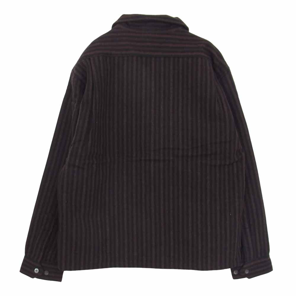 TENDERLOIN テンダーロイン T-STRIPE WOOL SHT オープンカラー ストライプ ウール 長袖 シャツ ブラウン系 M【中古】