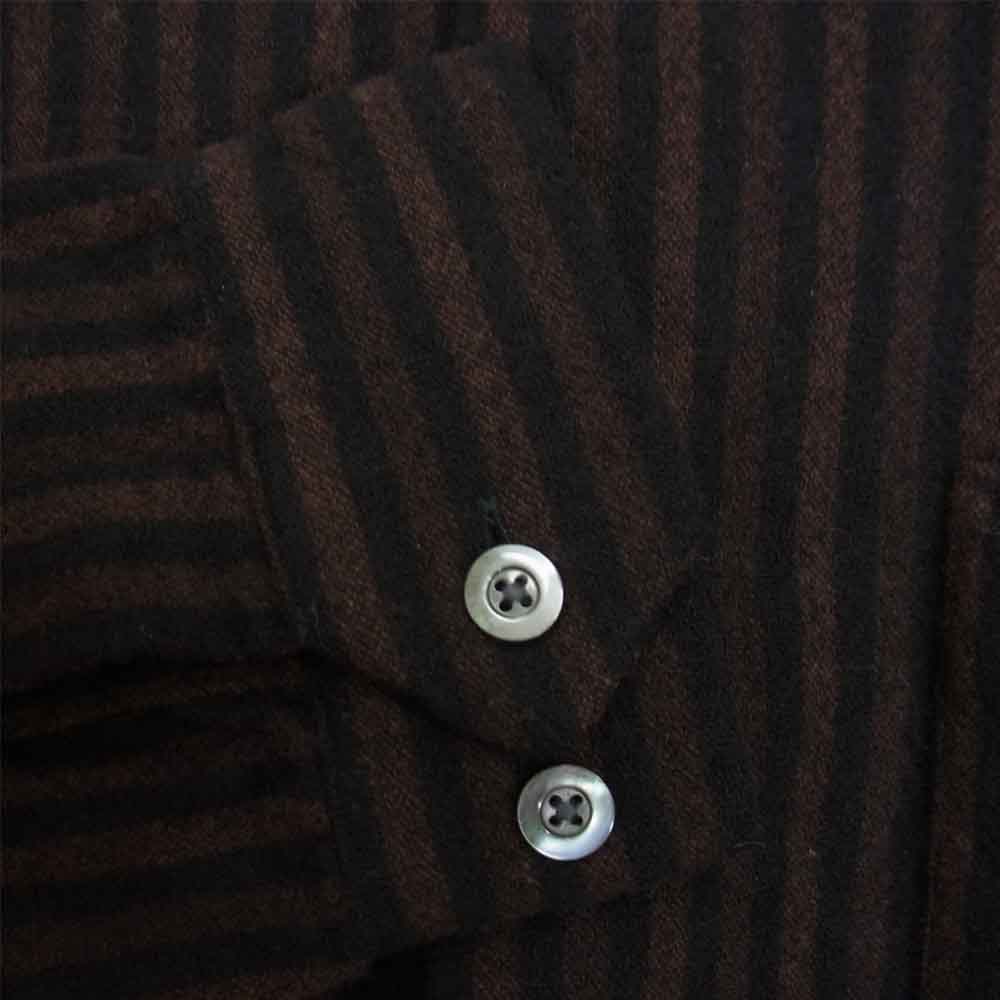 TENDERLOIN テンダーロイン T-STRIPE WOOL SHT オープンカラー ストライプ ウール 長袖 シャツ ブラウン系 M【中古】