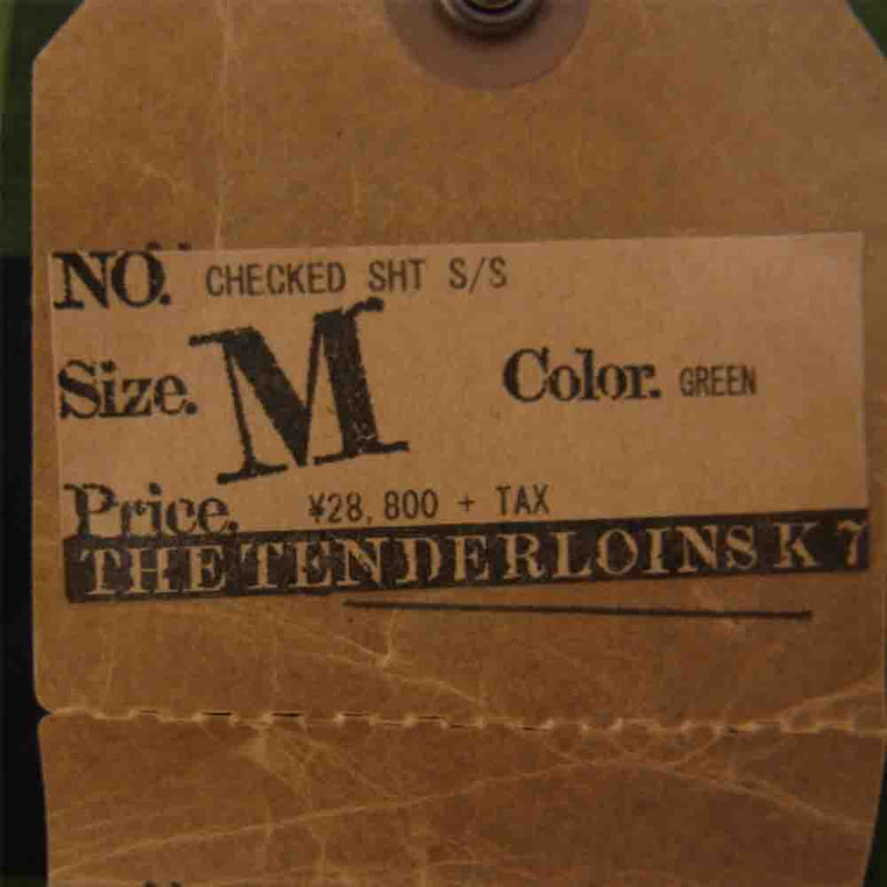 TENDERLOIN テンダーロイン CHECKED SHT S/S チェック 半袖 シャツ グリーン系 M【新古品】【未使用】【中古】