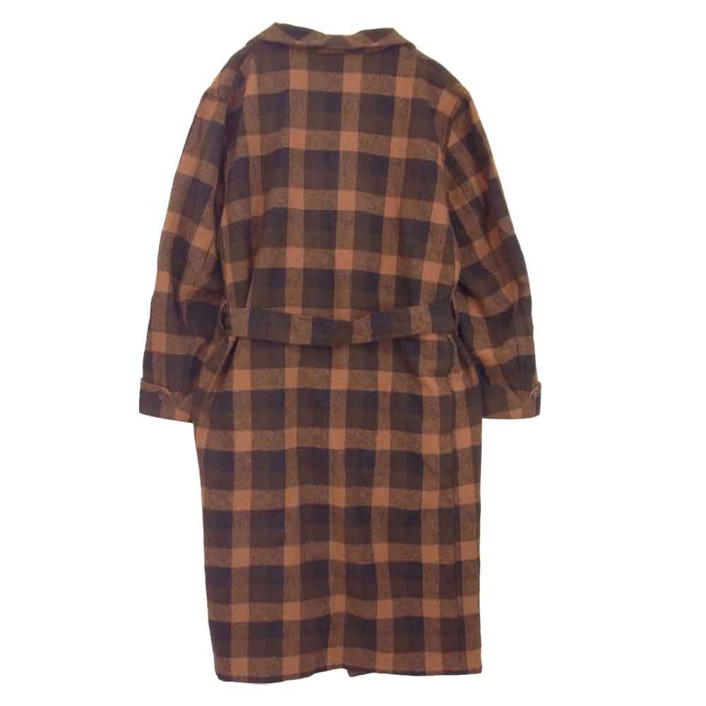TENDERLOIN テンダーロイン T-GOWN ガウン チェック コート ブラウン系 L【美品】【中古】