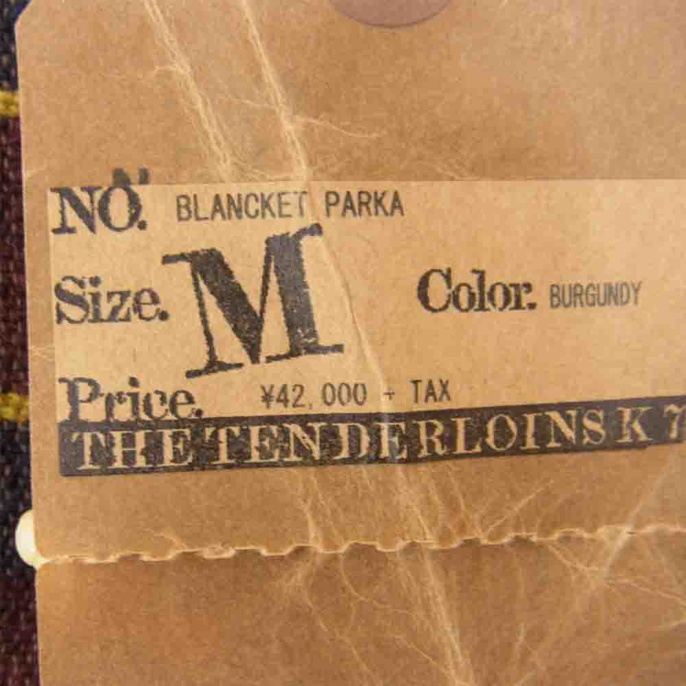 TENDERLOIN テンダーロイン T-BLANKET PARKA トグルボタン ブランケット パーカー エンジ系 M【新古品】【未使用】【中古】