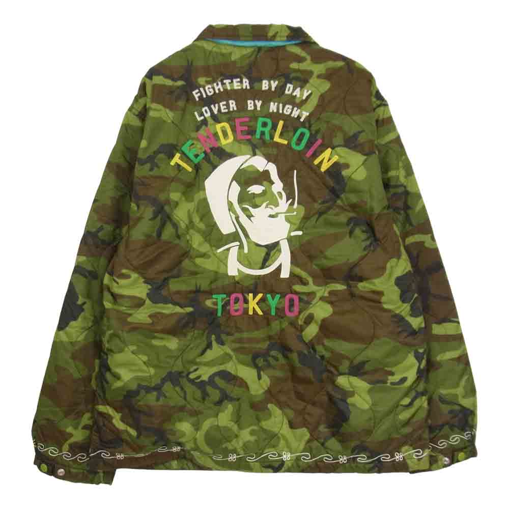 TENDERLOIN テンダーロイン T-NYLON SOUVENIR JKT ZIG ZAG CAMO 刺繍 カモ スーベニア ジャケット カーキ系 M【美品】【中古】