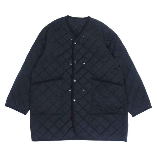 キャプテンサンシャイン × BARBOUR バブアー 21AW 2102371 Mil.NO-COLLAR COAT ミル ノーカラー キルティング コート カーディガン ブラック系 36【美品】【中古】
