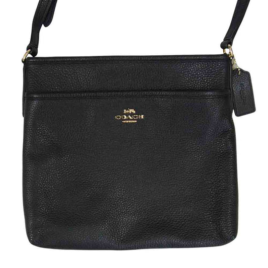 COACH コーチ F28035 レザー ショルダー バッグ ブラック系【中古】