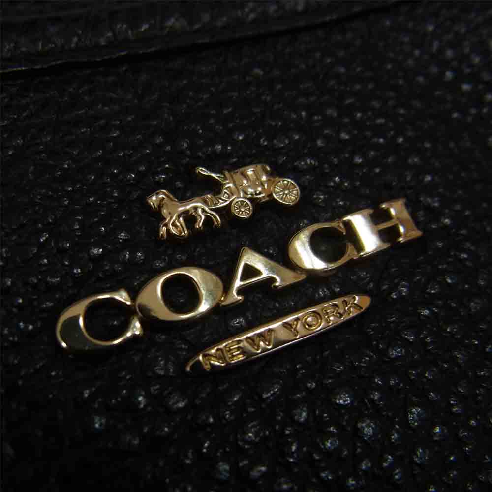 COACH コーチ F28035 レザー ショルダー バッグ ブラック系【中古】