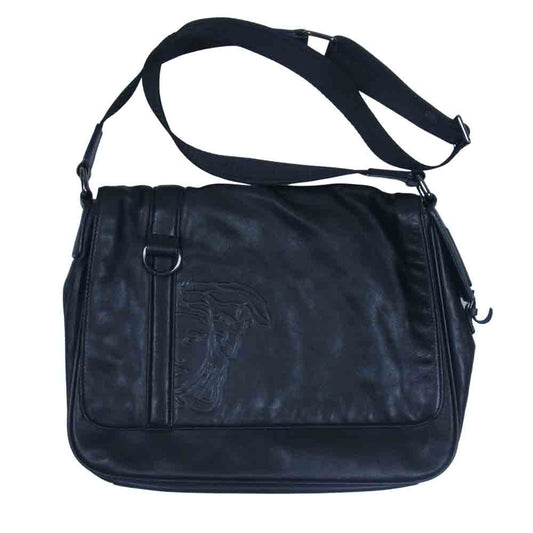 VERSACE ヴェルサーチ メデューサ レザー ショルダー バッグ ブラック系【中古】