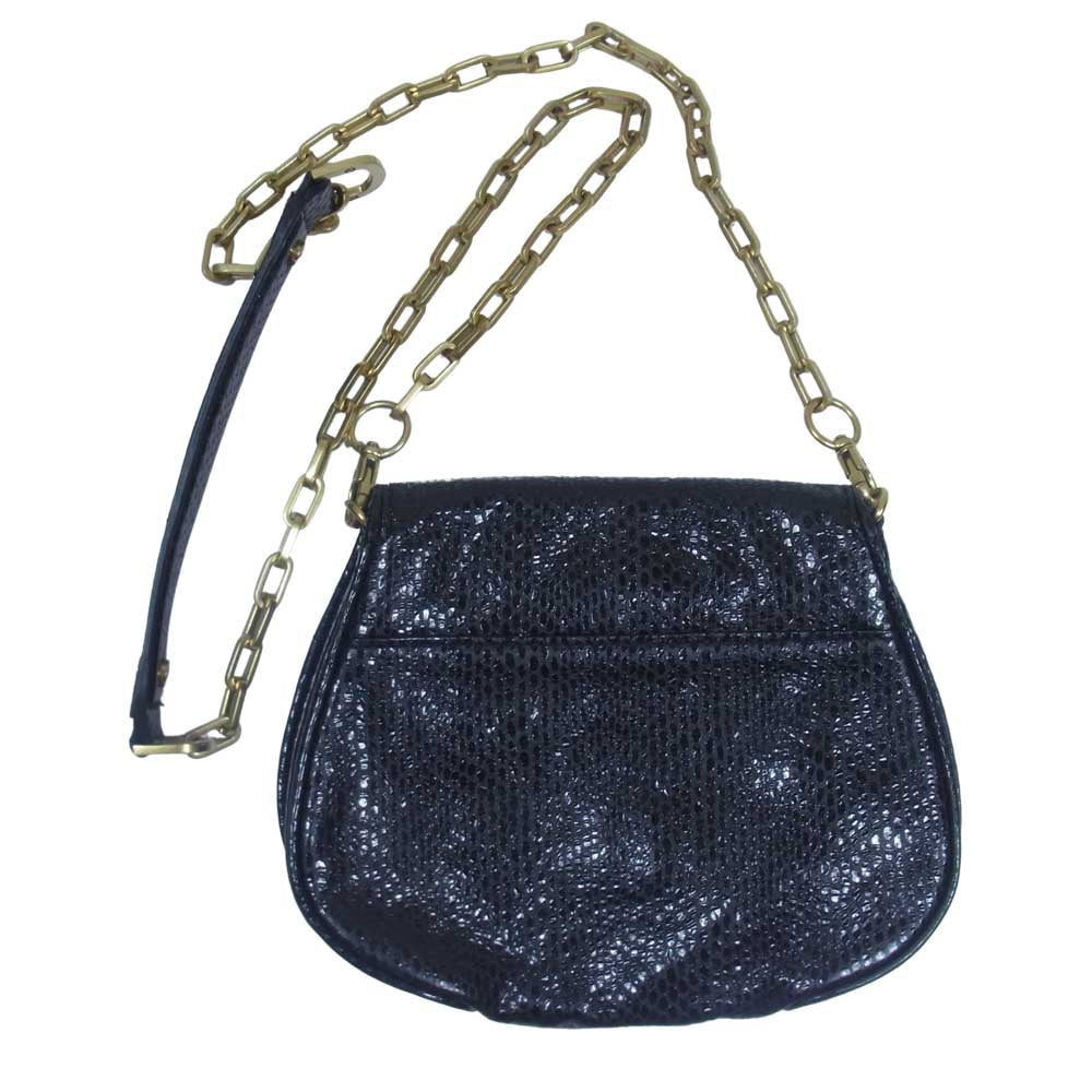 Tory Burch トリーバーチ チェーン フラップ ロゴ ショルダー バッグ ブラック系【中古】