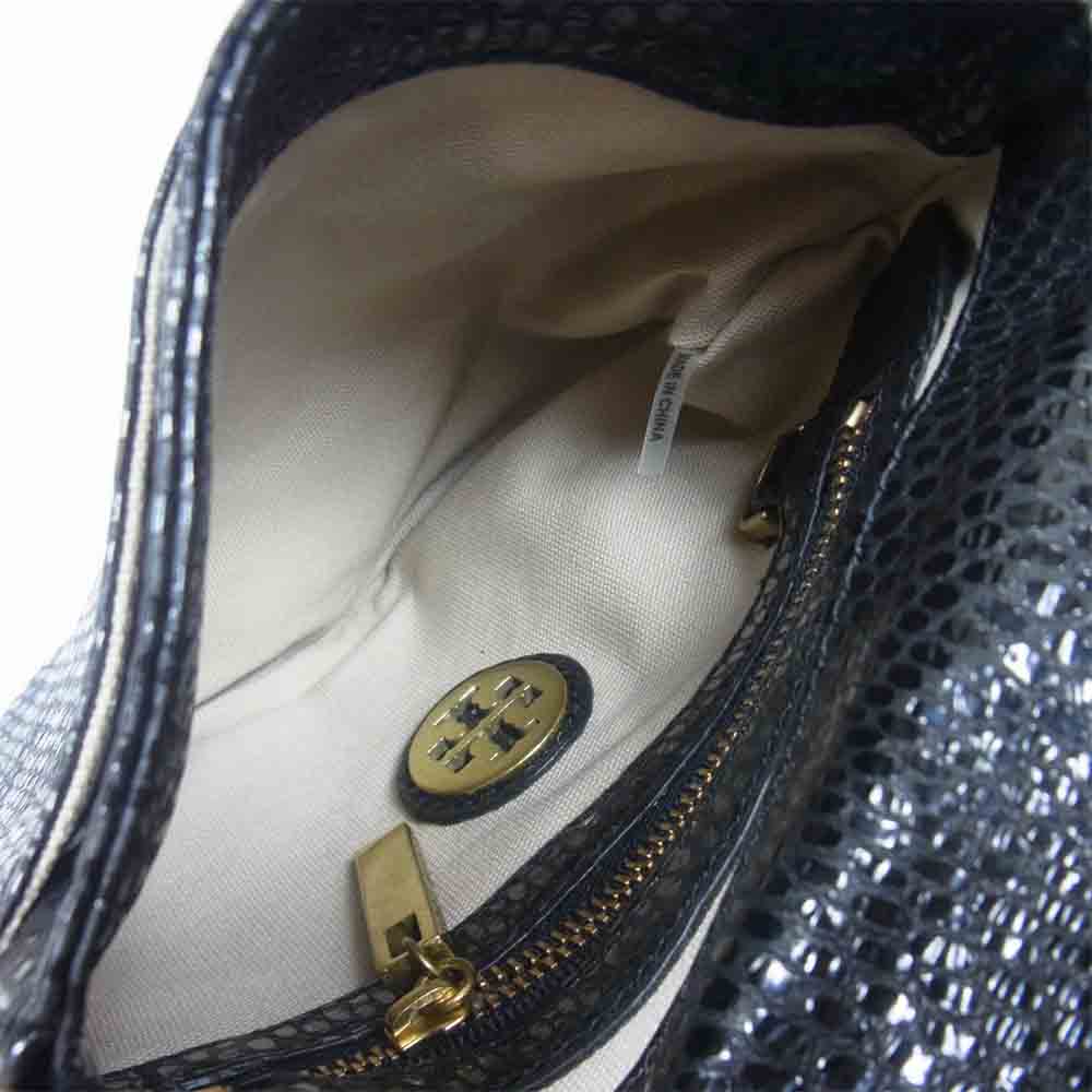 Tory Burch トリーバーチ チェーン フラップ ロゴ ショルダー バッグ ブラック系【中古】