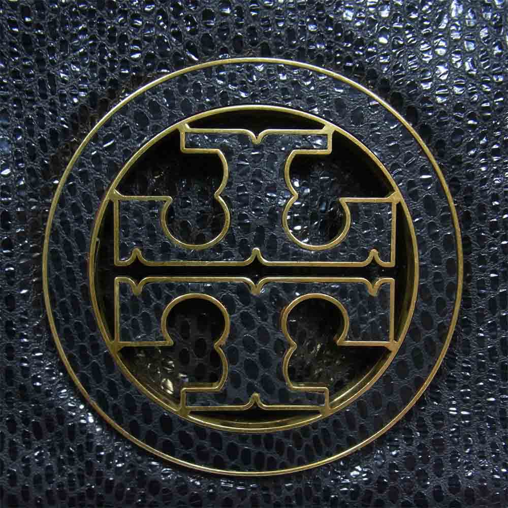 Tory Burch トリーバーチ チェーン フラップ ロゴ ショルダー バッグ ブラック系【中古】