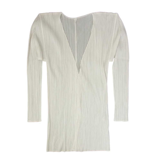 PLEATS PLEASE プリーツプリーズ イッセイミヤケ PP62-JO307 プリーツ加工 カーディガン 白 ホワイト系 3【美品】【中古】