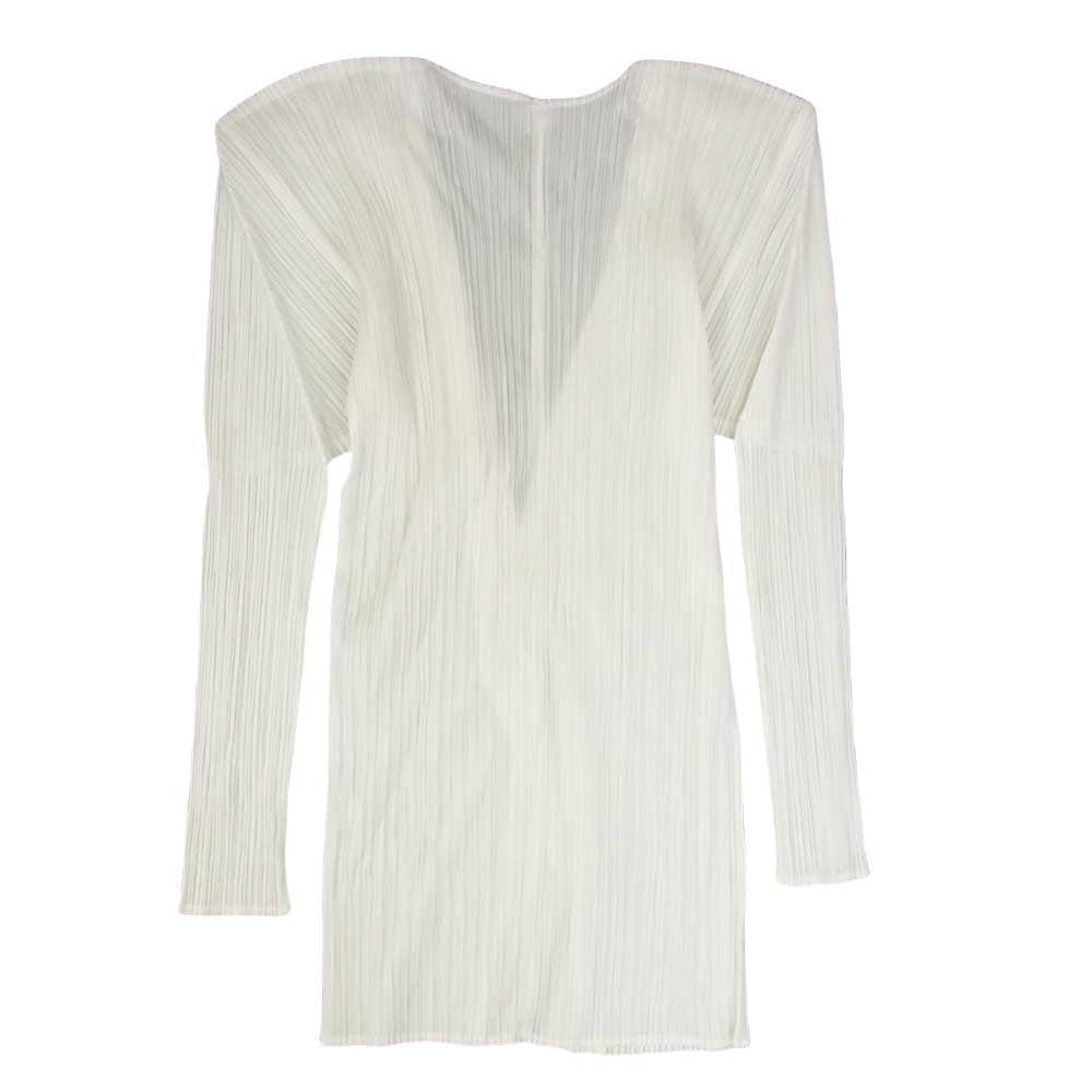 PLEATS PLEASE プリーツプリーズ イッセイミヤケ PP62-JO307 プリーツ加工 カーディガン 白 ホワイト系 3【美品】【中古】