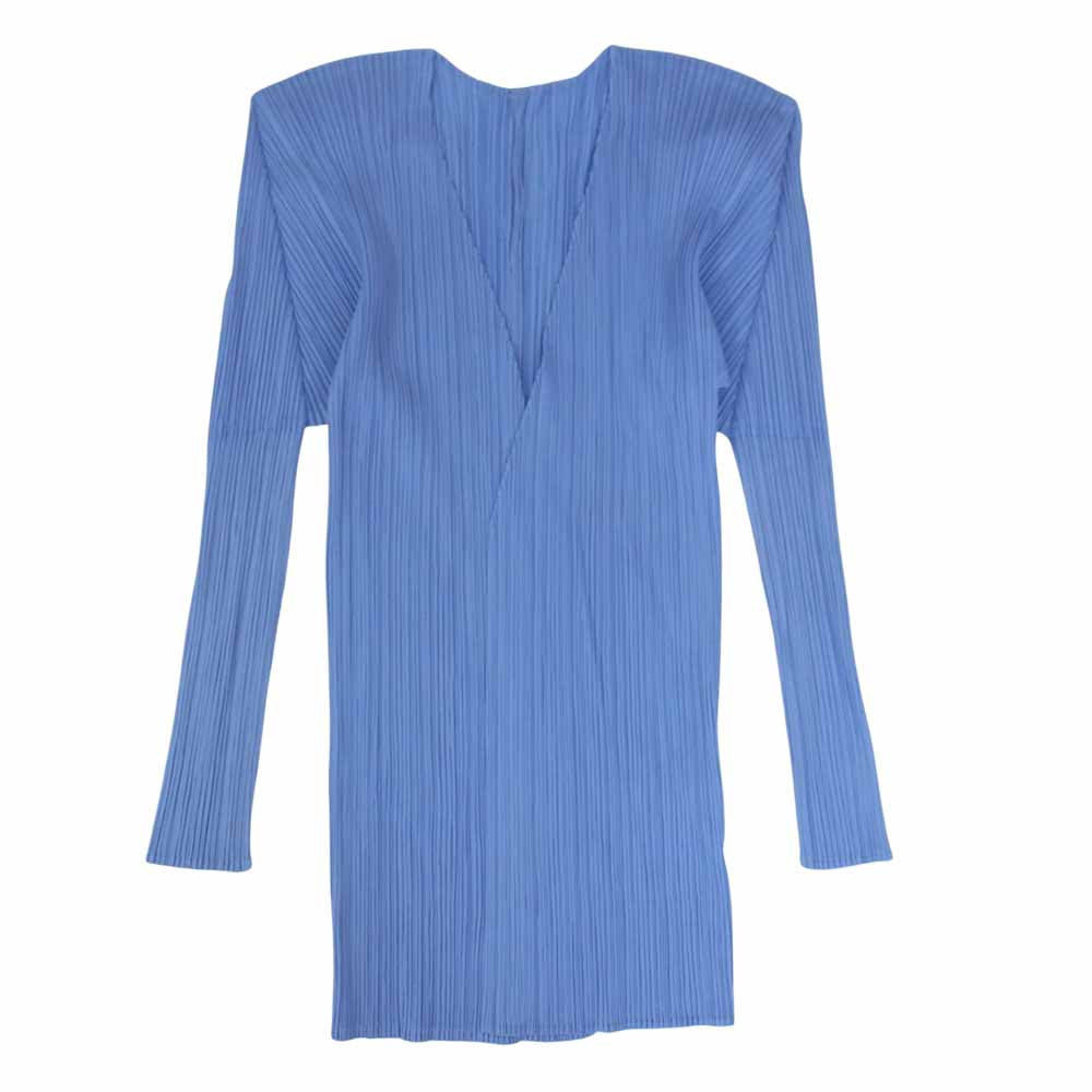 PLEATS PLEASE プリーツプリーズ イッセイミヤケ PP62-JD307 プリーツ加工 カーディガン 青 ブルー系 3【美品】【中古】