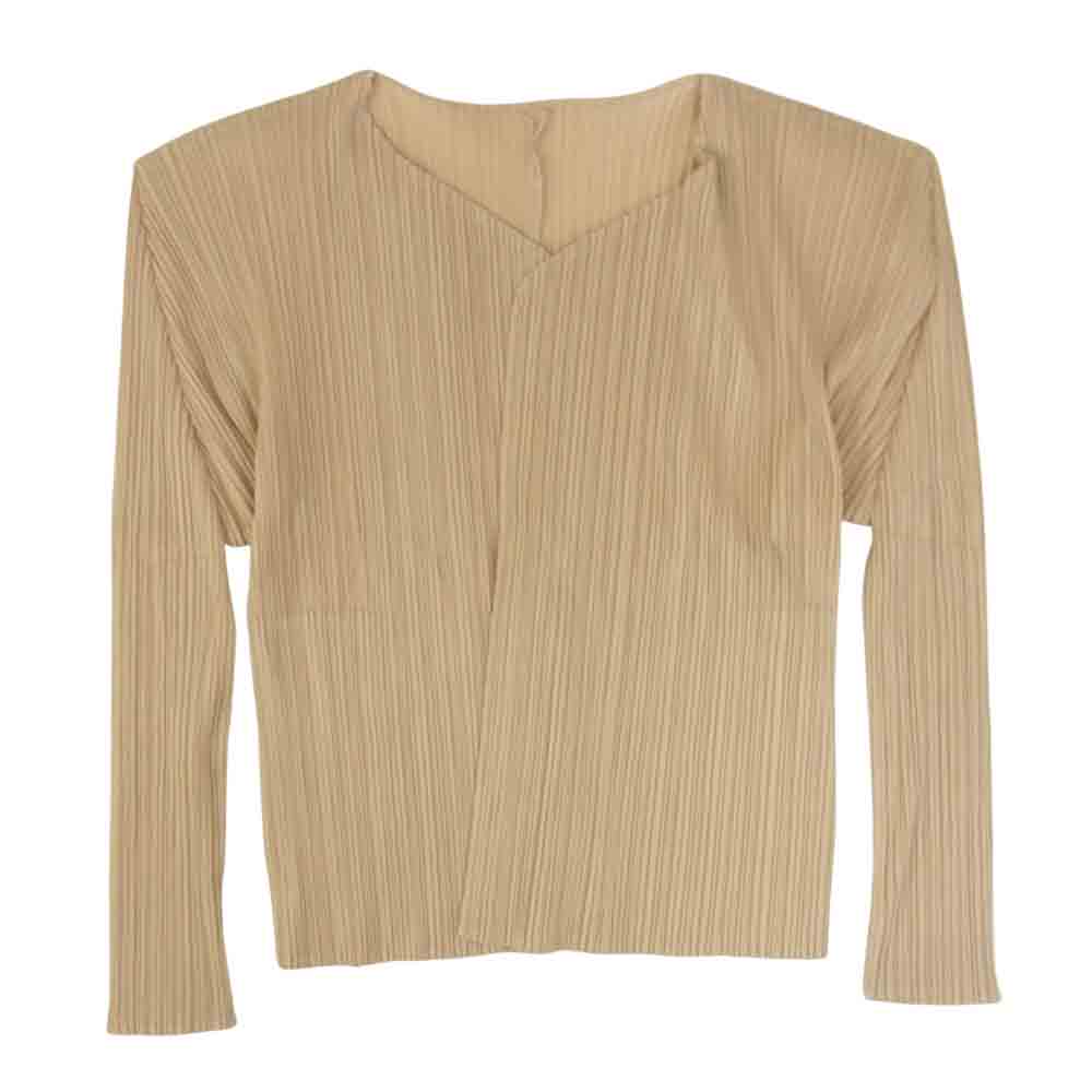 PLEATS PLEASE プリーツプリーズ イッセイミヤケ PP04-JD623 プリーツ加工 カーディガン ベージュ ベージュ系 3【美品】【中古】