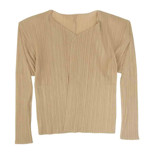 PLEATS PLEASE プリーツプリーズ イッセイミヤケ PP04-JD623 プリーツ加工 カーディガン ベージュ ベージュ系 3【美品】【中古】